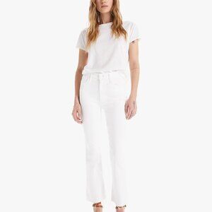 Mother Hustler Ankle Fray Bootcup Flare Color White Glass Slipper Size 25